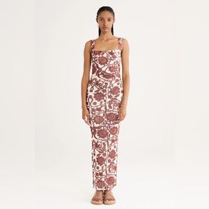 Rumer Maya Maxi Dress in Floral Chocolate, NWT, Small